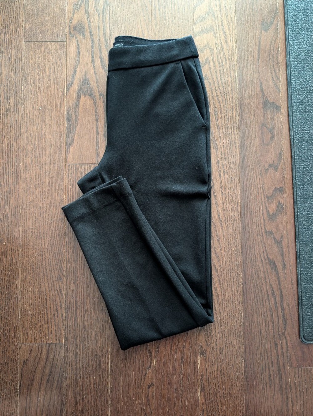 Mid Rise Black Slim Fit Slight Tapered Leg Pants